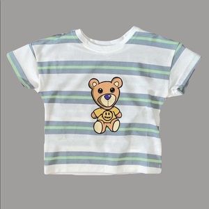 GREEN STRIPED GRAPHIC TEE